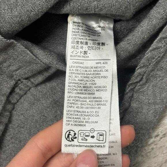 Levis Battery Housemark Slim Gray Mens Large Long Sleeve Button Up Shirt EUC - Picture 9 of 10